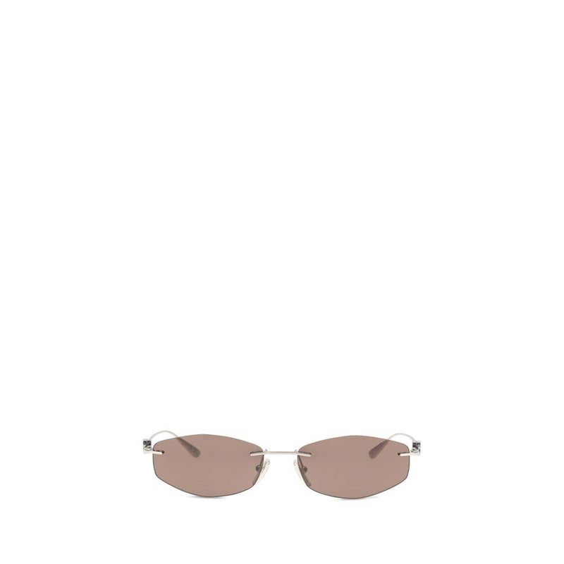 Balenciaga Silver Metal Sunglasses - Geometric Oval Design
