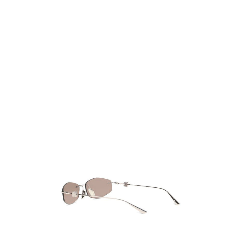 Balenciaga Silver Metal Sunglasses - Geometric Oval Design