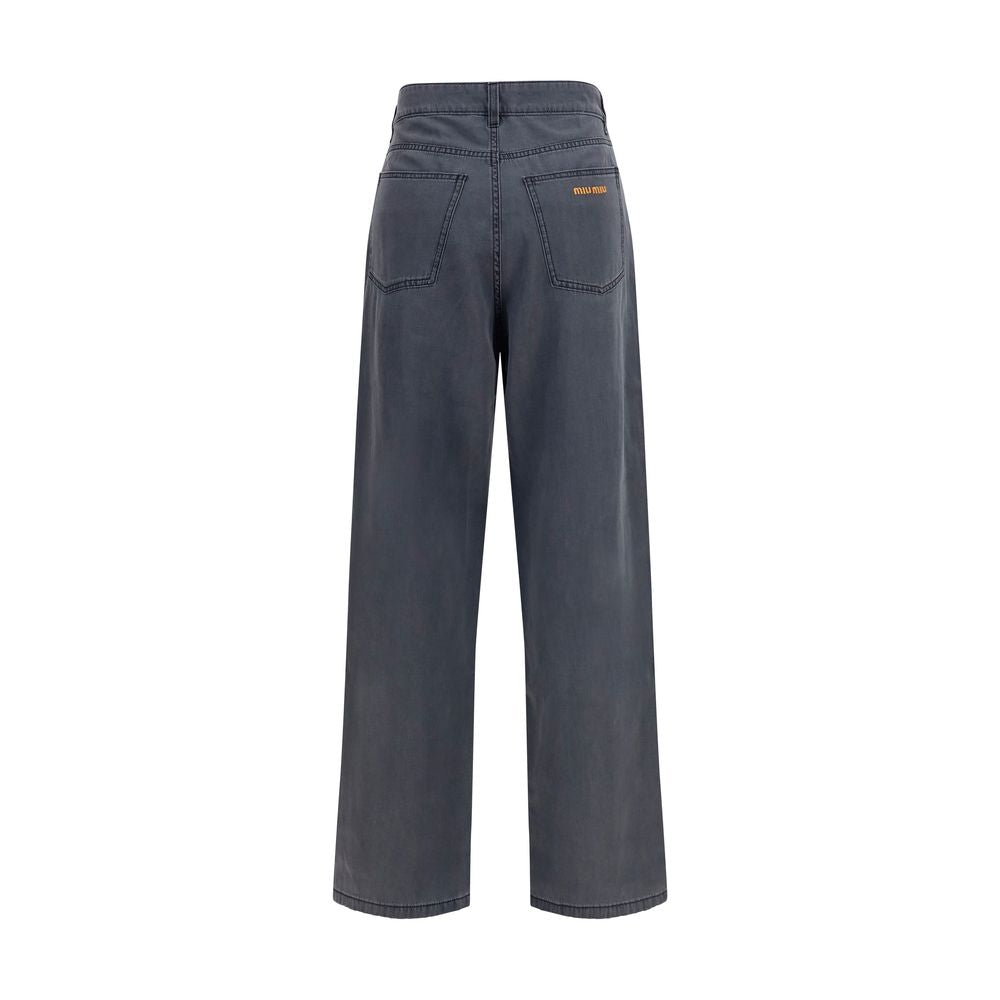 Miu Miu Black Cotton Straight-Leg Jeans