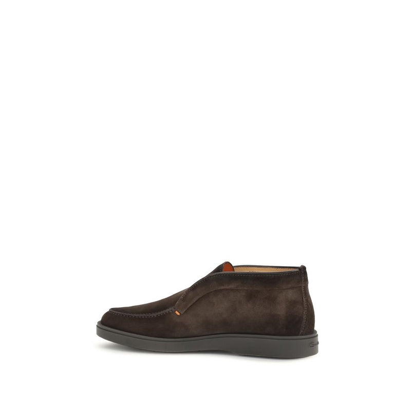 Santoni Brown Calf Leather Bos Taurus Ankle Boots for Men