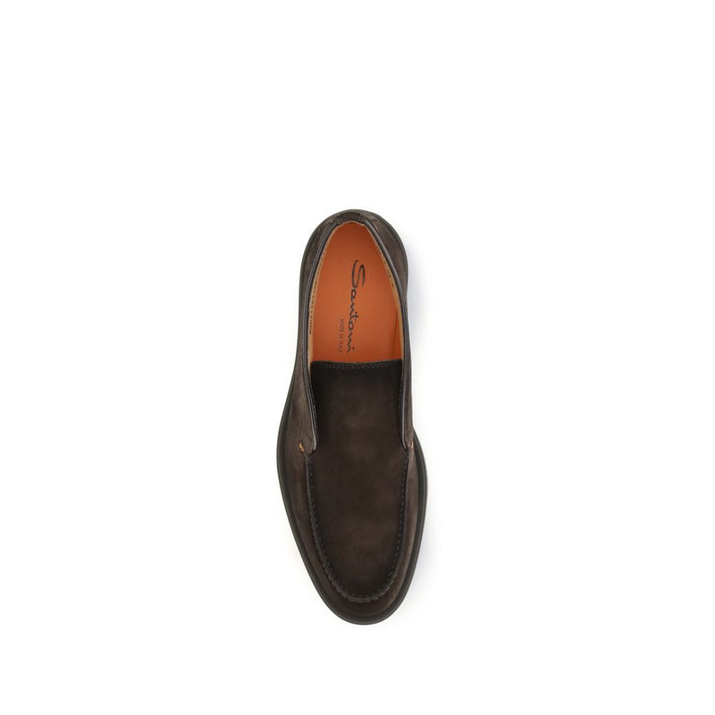 Santoni Brown Calf Leather Bos Taurus Ankle Boots for Men