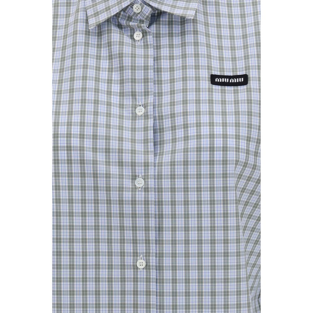 Chemise en coton bleue Miu Miu
