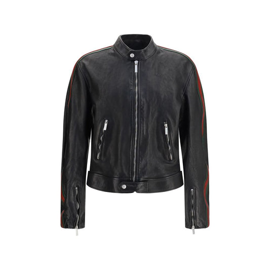 Gucci Black Buffalo Leather Bomber