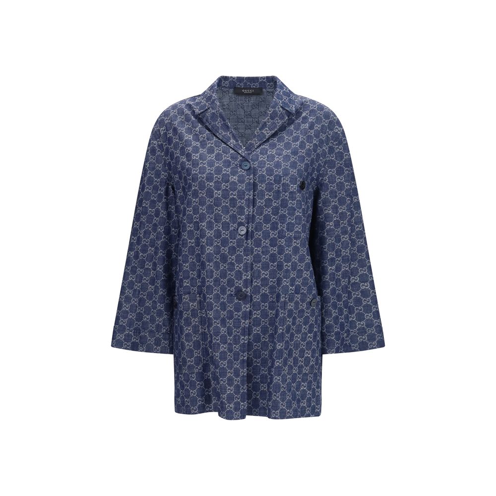 Veste longue Gucci en coton bleu