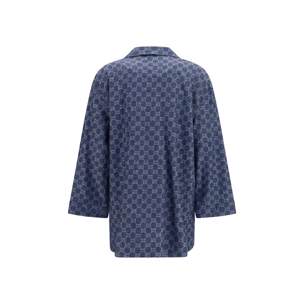 Veste longue Gucci en coton bleu