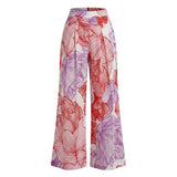 Malo Red Cotton Palazzo Pants for Women