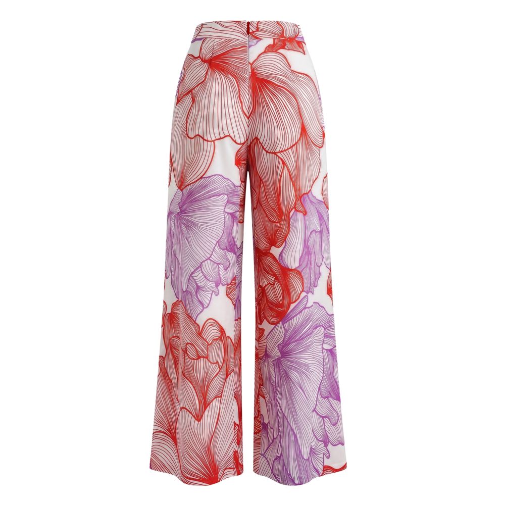 Malo Red Cotton Palazzo Pants for Women