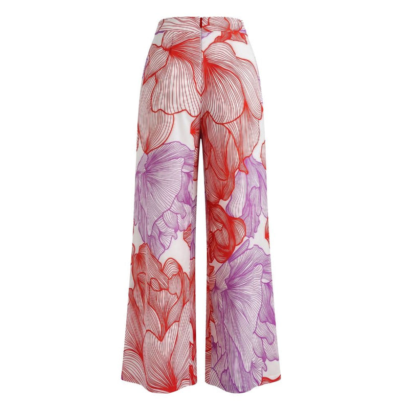Malo Red Cotton Palazzo Pants for Women