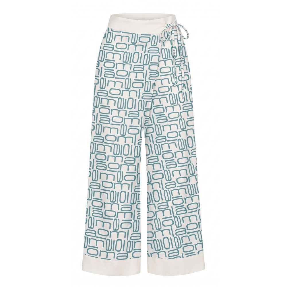 Malo Blue Silk Wide-Leg Women's Pants