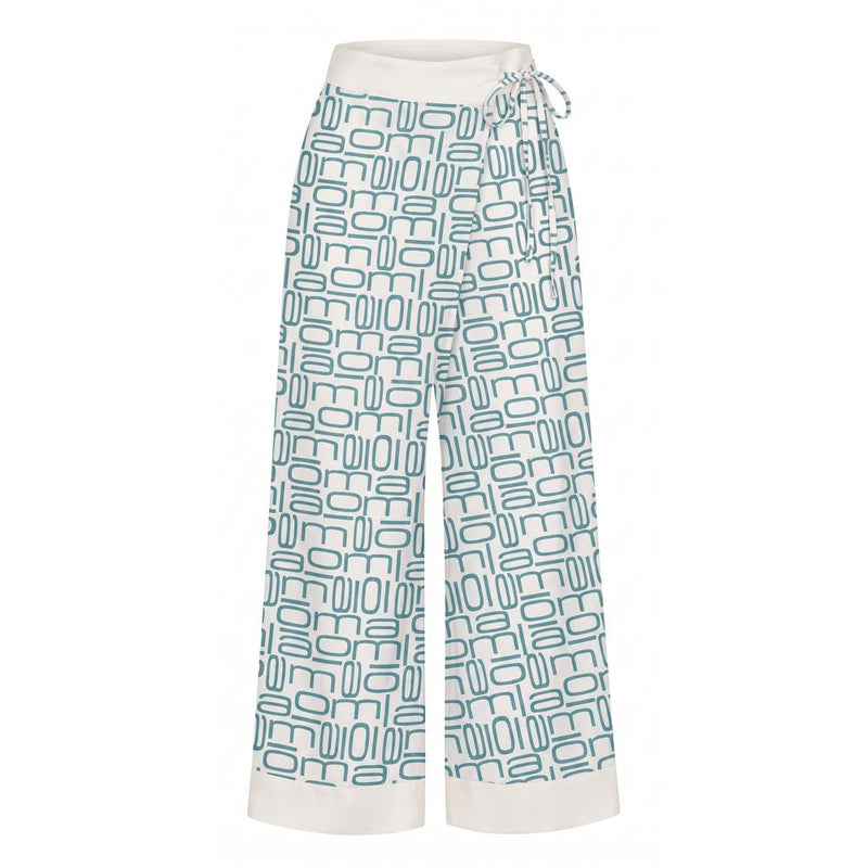 Malo Blue Silk Wide-Leg Women's Pants