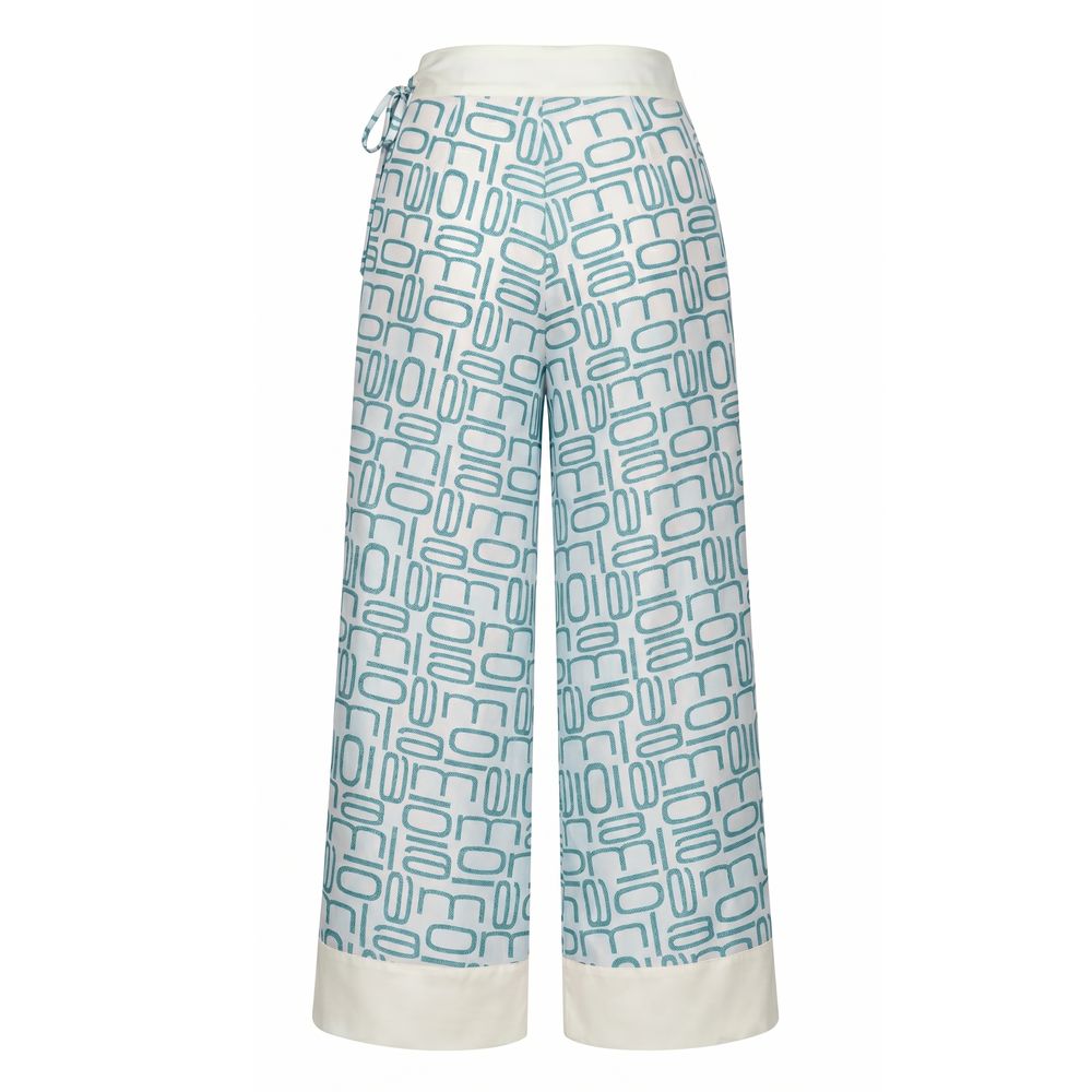 Malo Blue Silk Wide-Leg Women's Pants