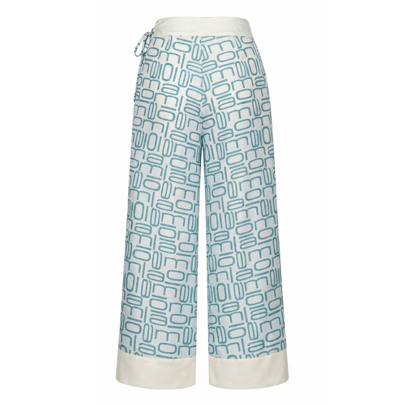 Malo Blue Silk Wide-Leg Women's Pants