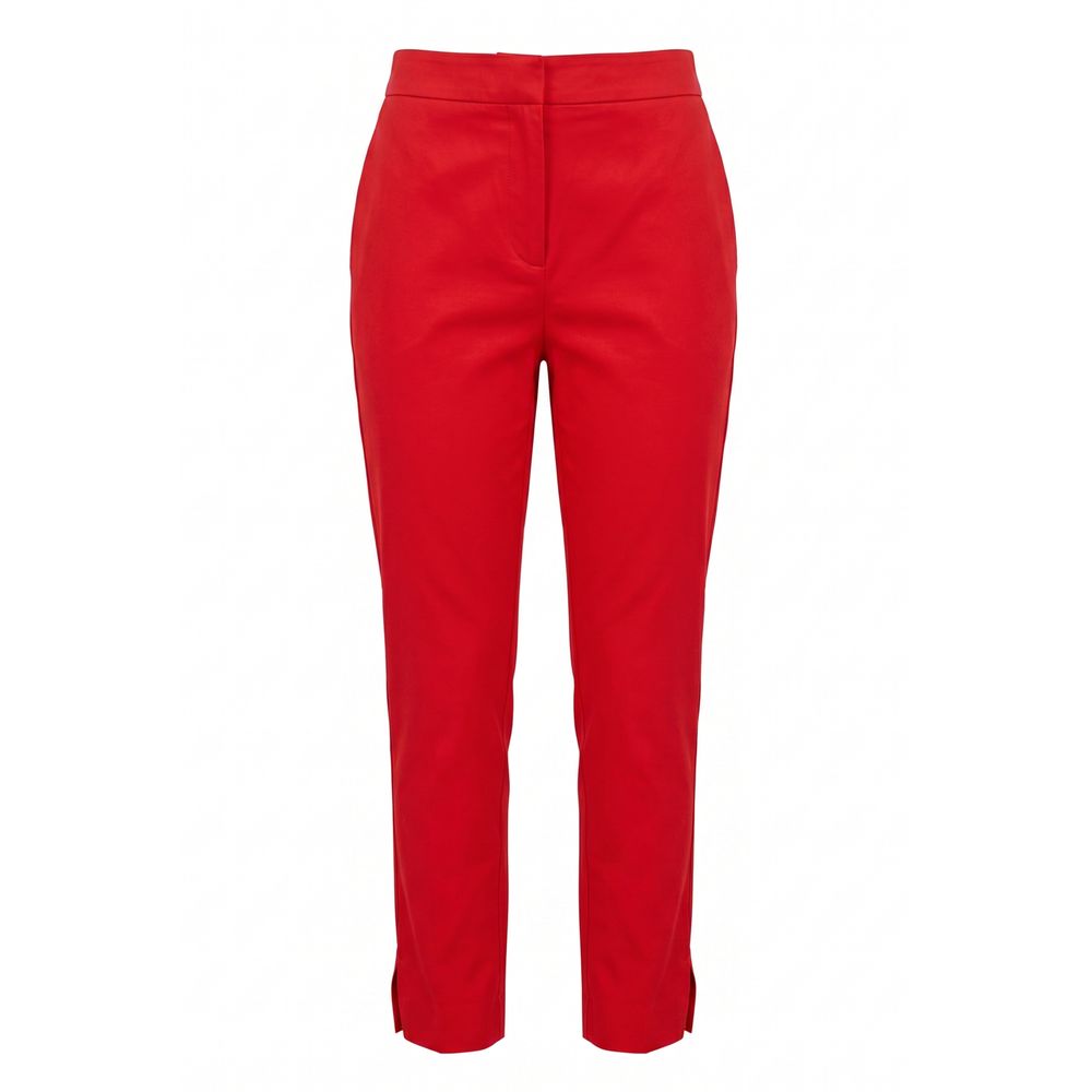 Malo Red Cotton Women Pants with Chic Slits