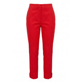Malo Red Cotton Women Pants with Chic Slits