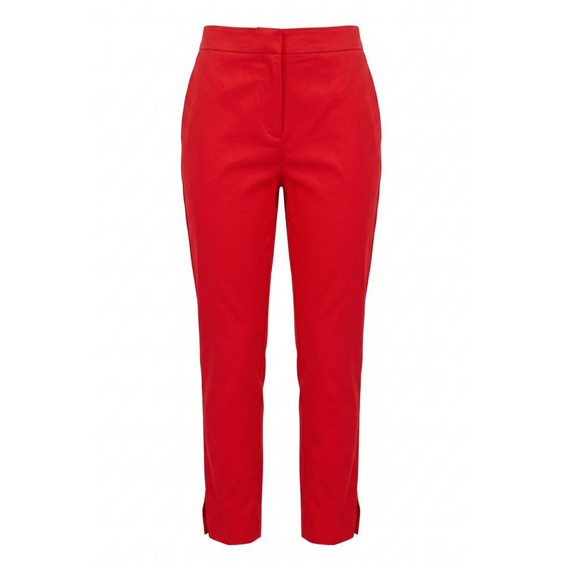 Malo Red Cotton Women Pants with Chic Slits