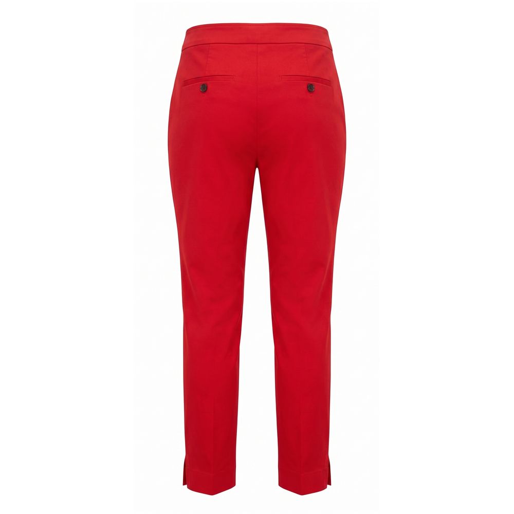 Malo Red Cotton Women Pants with Chic Slits