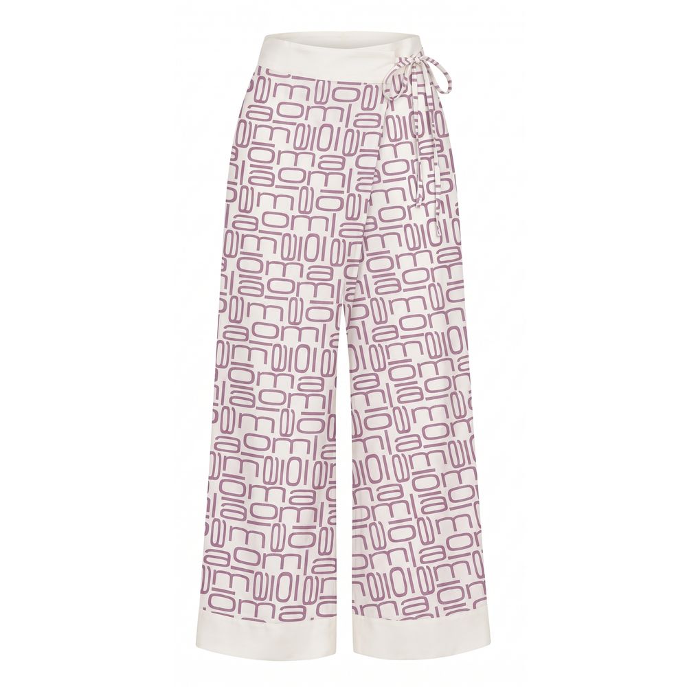 Malo Purple Silk Wide-Leg Women Pants
