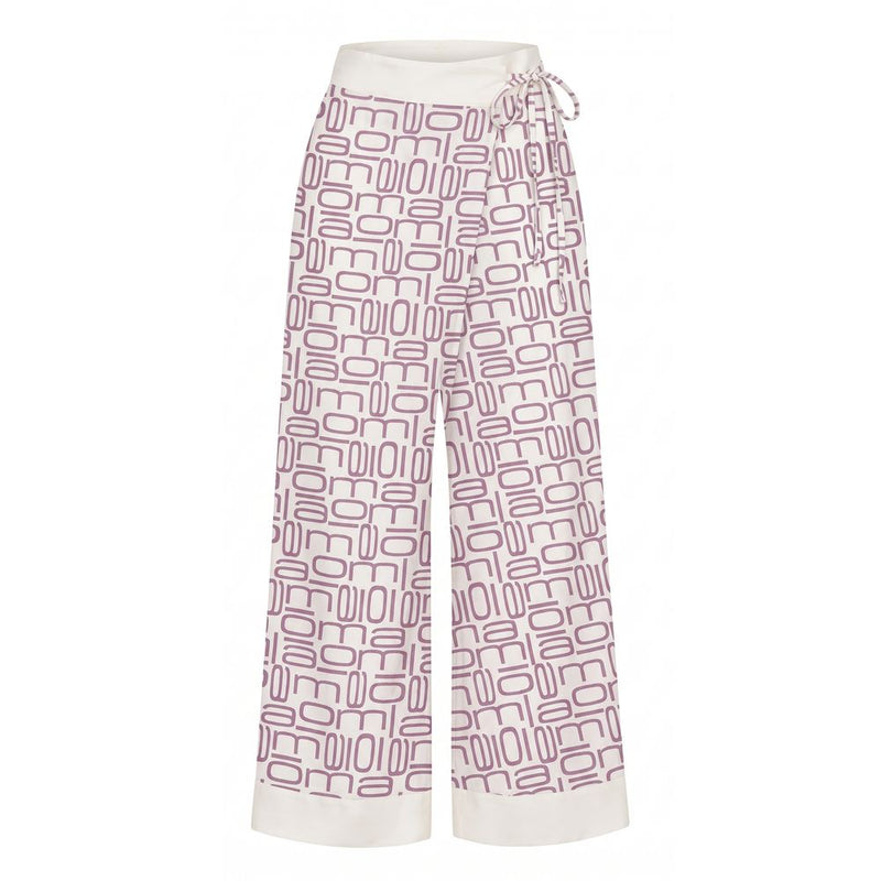 Malo Purple Silk Wide-Leg Pants for Women