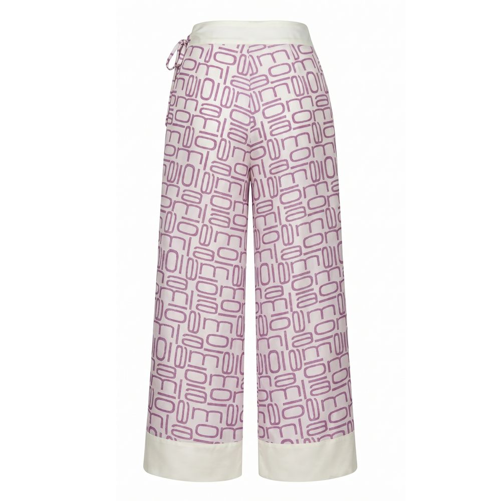 Malo Purple Silk Wide-Leg Women Pants