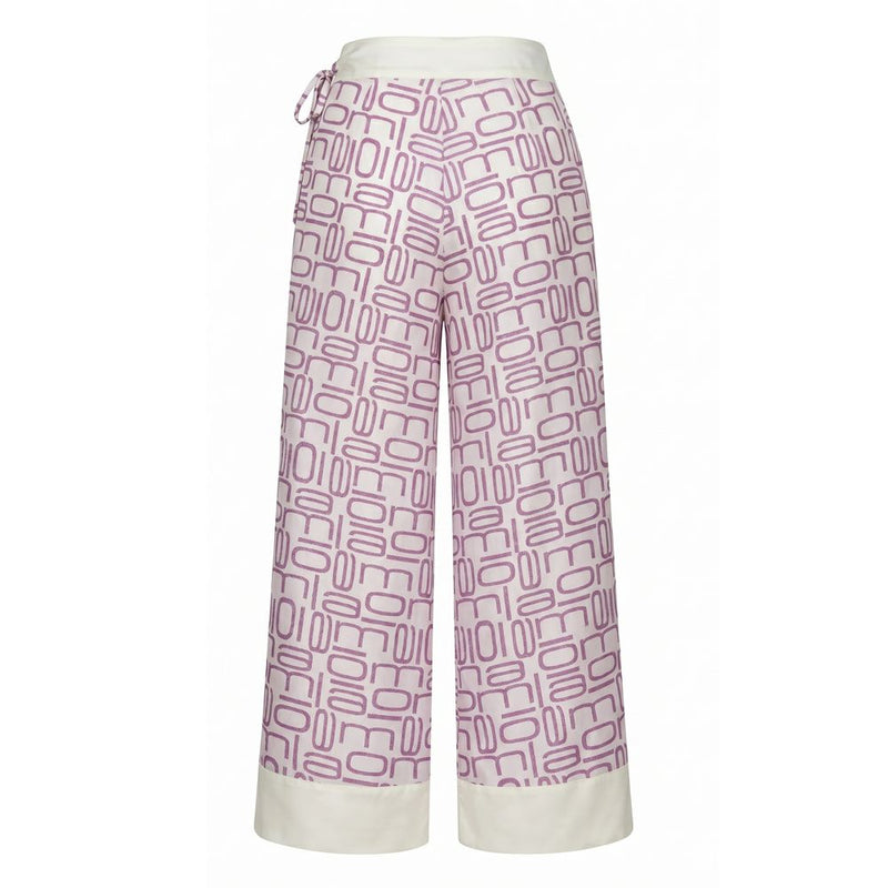 Malo Purple Silk Wide-Leg Pants for Women