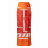 Malo Orange Silk Women's Wide-Leg Wrap Pants