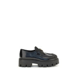 Prada Black Calf Leather Bos Taurus Slip-On Loafers