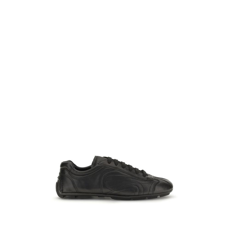 Baskets basses Prada en cuir d'agneau Ovis Aries Aries noires
