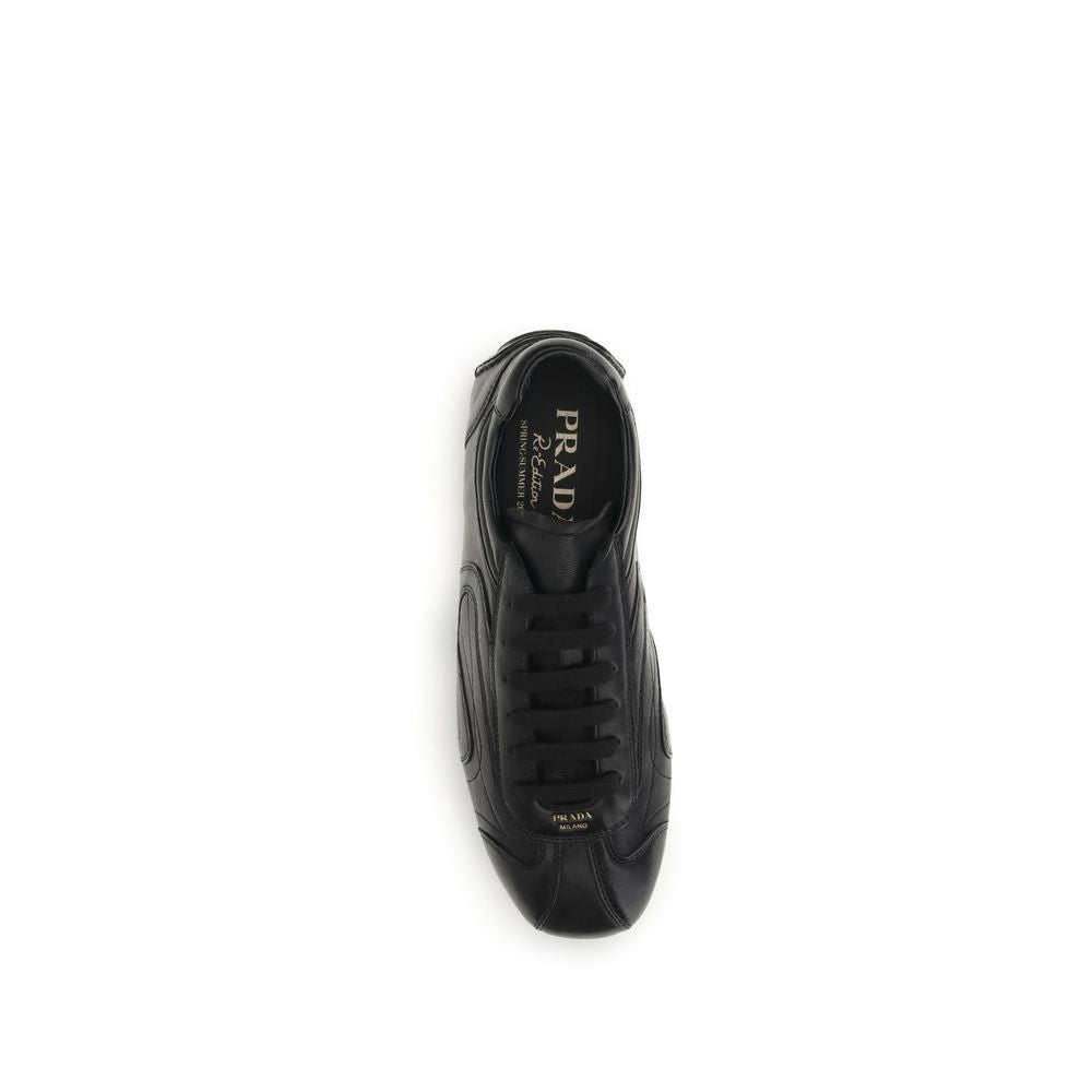 Prada Black Lamb Ovis Aries Low Top Sneakers for Men