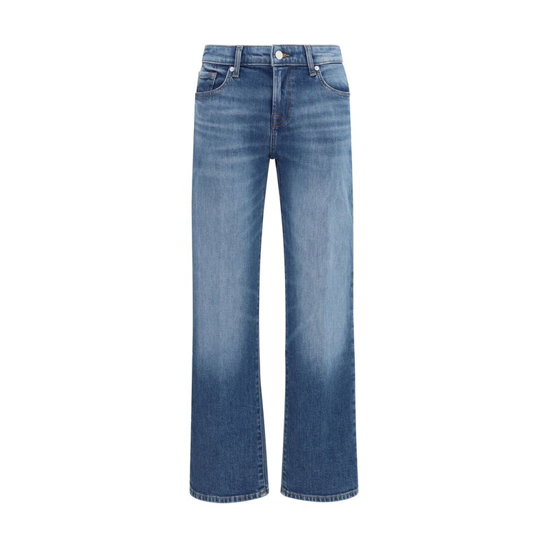 7FOR Calie Blue Cotton Straight-Leg Jeans for Women
