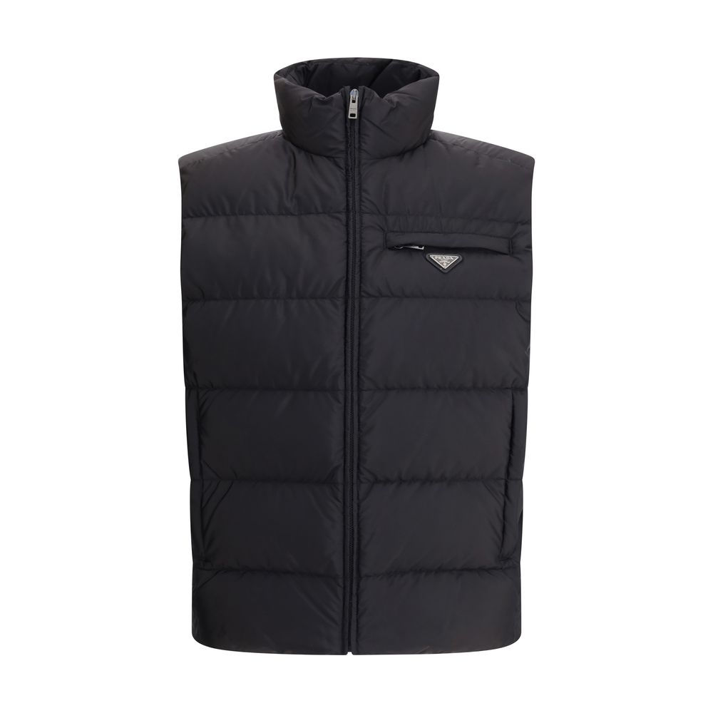 Prada Black Recycled Polyamide Sleeveless Jacket for Men