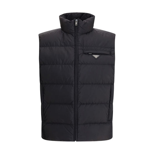 Prada Black Recycled Polyamide Sleeveless Jacket for Men