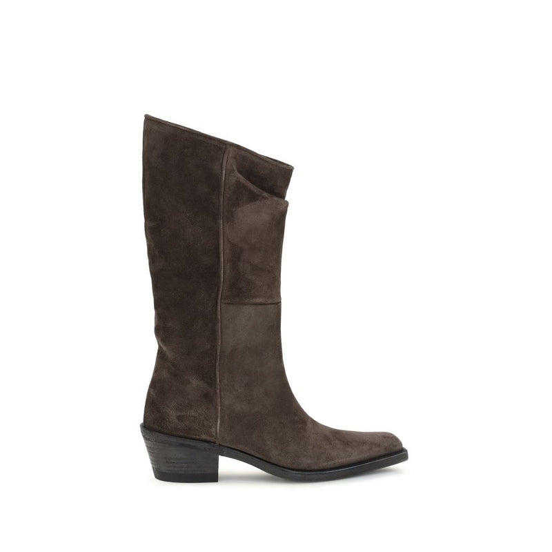 Khaite Brown Leather Ankle Boots - Contemporary Western Style