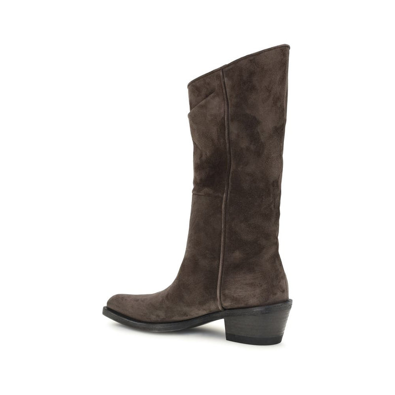 Khaite Brown Leather Ankle Boots - Contemporary Western Style