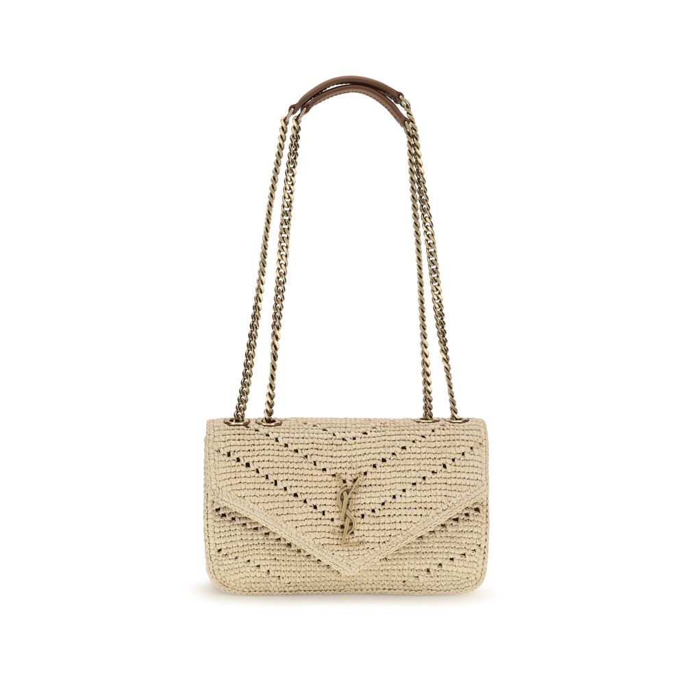 Saint Laurent Loulou Beige Raffia Shoulder Bag