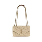 Saint Laurent Loulou Beige Raffia Shoulder Bag