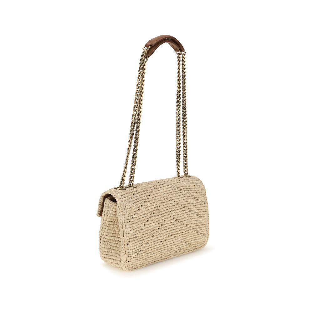 Saint Laurent Loulou Beige Raffia Shoulder Bag