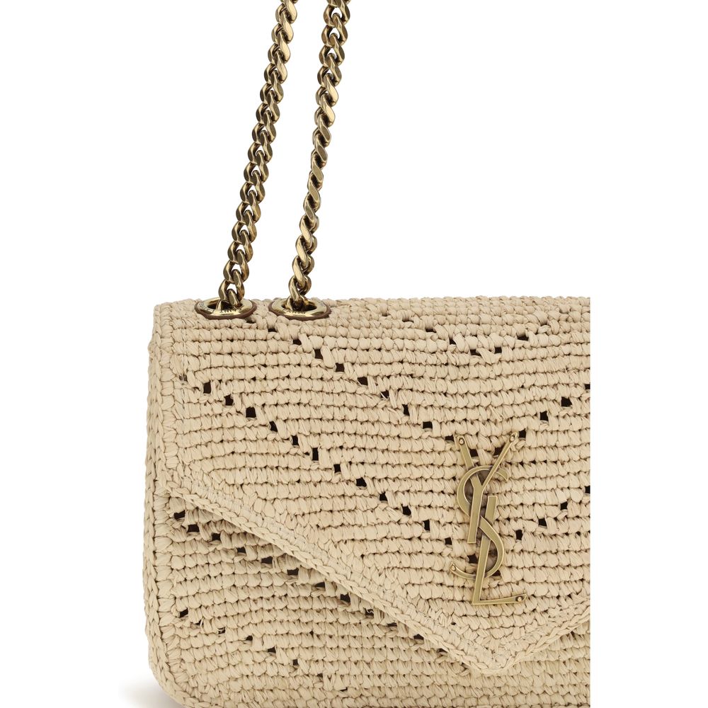 Saint Laurent Loulou Beige Raffia Shoulder Bag