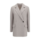 Veste longue Brunello Cucinelli en laine Oves Aries blanche