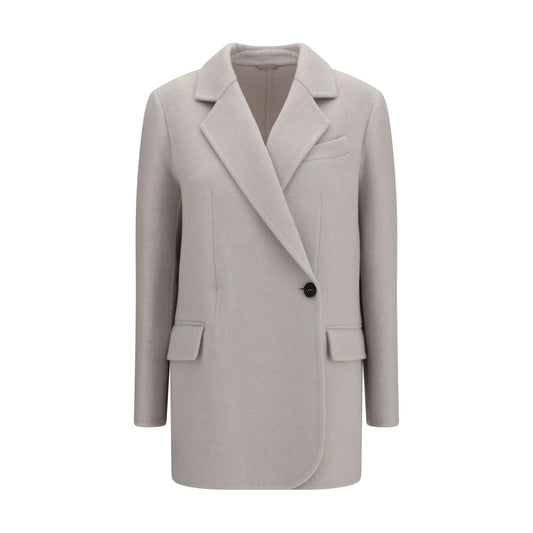Veste longue Brunello Cucinelli en laine Oves Aries blanche