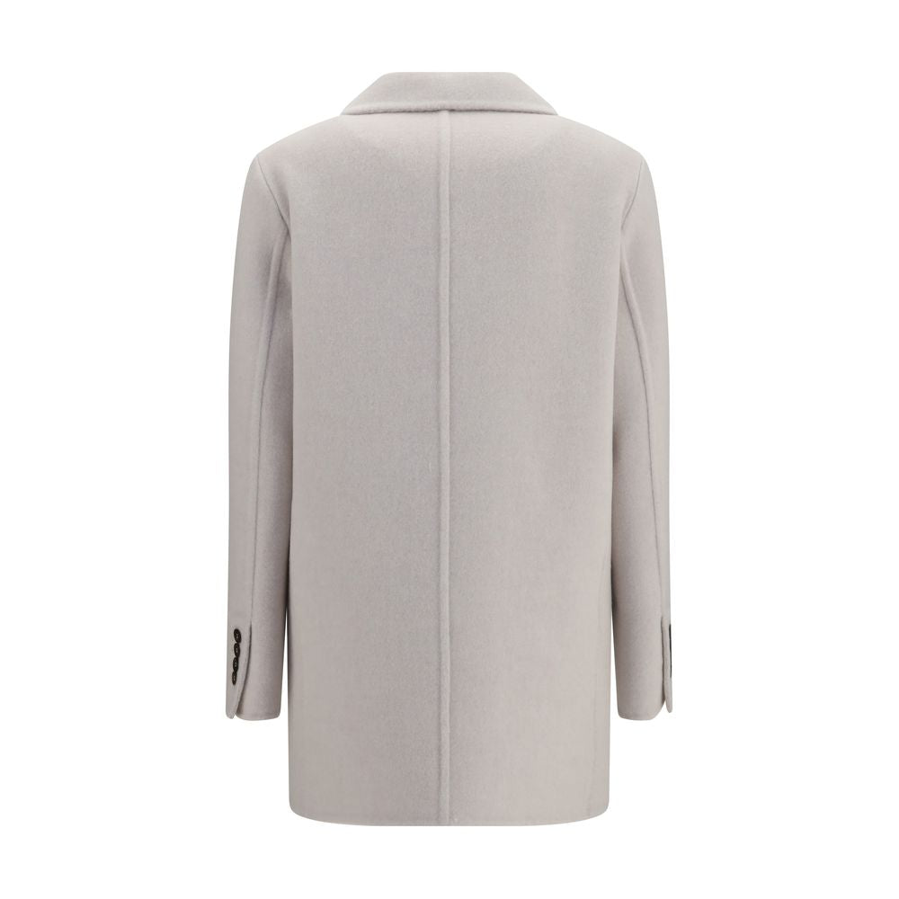 Veste longue Brunello Cucinelli en laine Oves Aries blanche