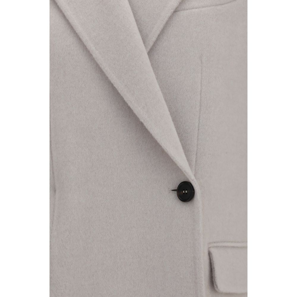 Veste longue Brunello Cucinelli en laine Oves Aries blanche