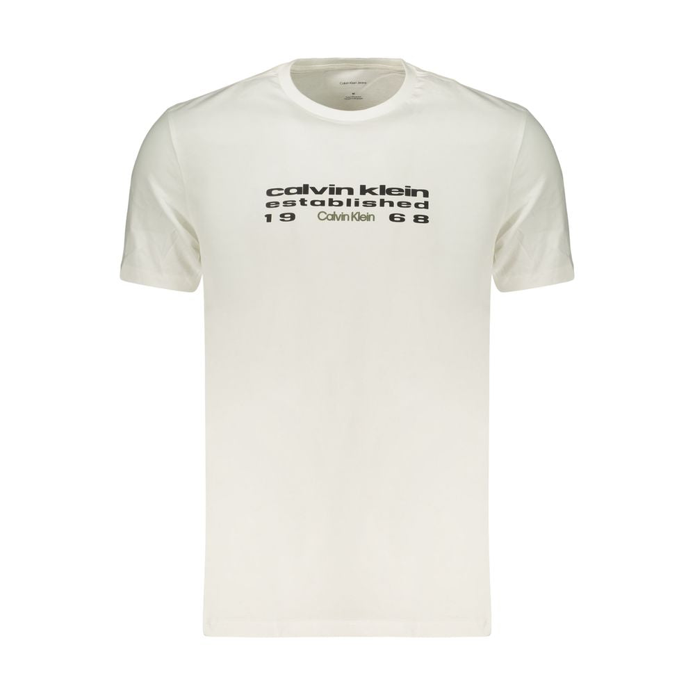 Calvin Klein White Cotton Men's T-Shirt - Classic Crew Neck