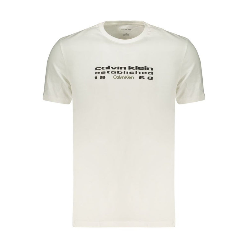 Calvin Klein White Cotton Men's T-Shirt - Classic Crew Neck