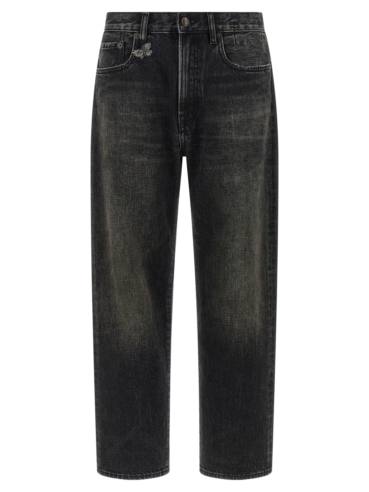 R13 Black Cotton Straight-Leg Jeans for Women