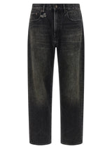 R13 Black Cotton Straight-Leg Jeans for Women