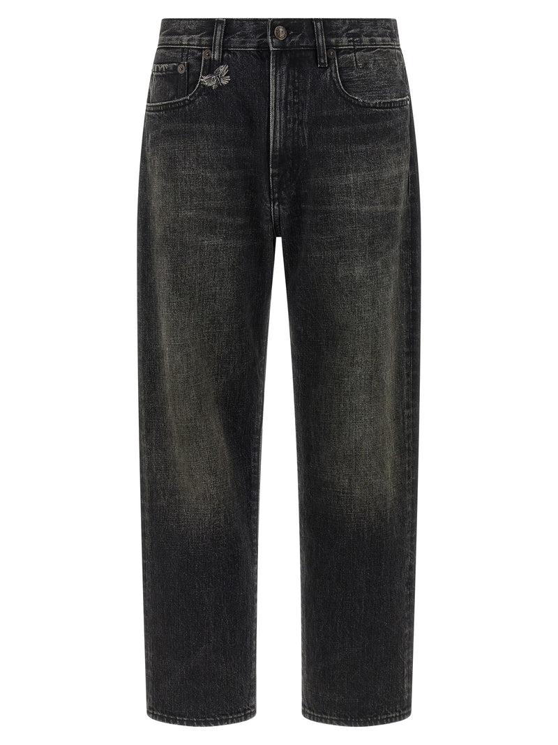R13 Black Cotton Straight-Leg Jeans for Women
