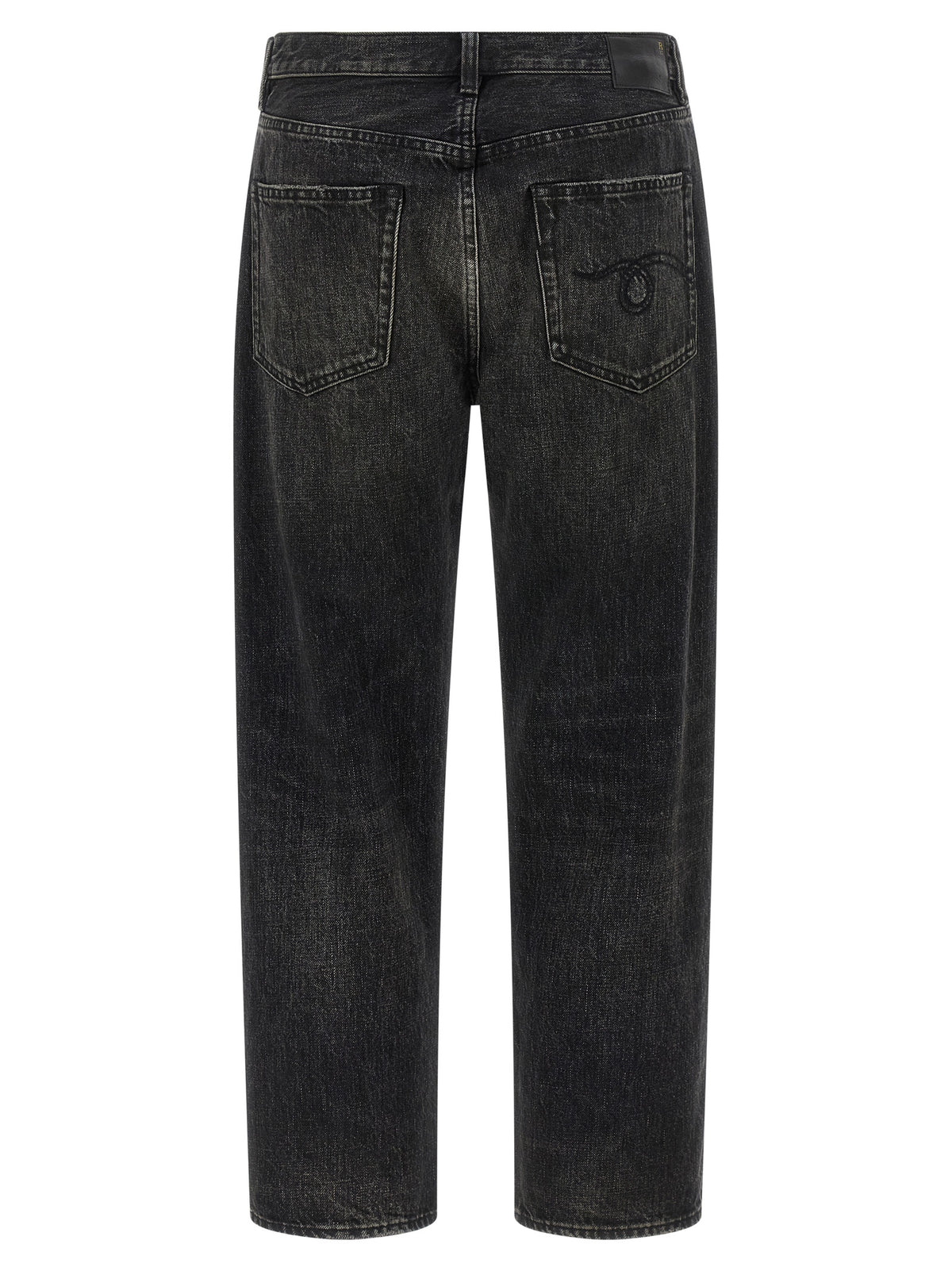 R13 Black Cotton Straight-Leg Jeans for Women