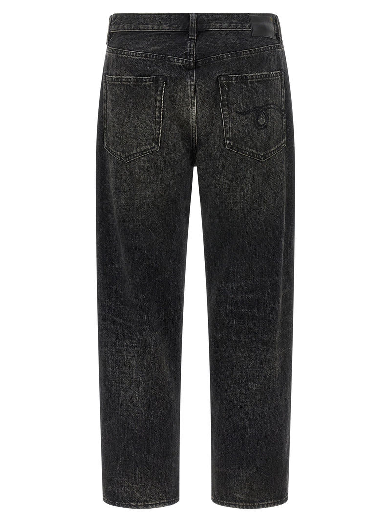 R13 Black Cotton Straight-Leg Jeans for Women