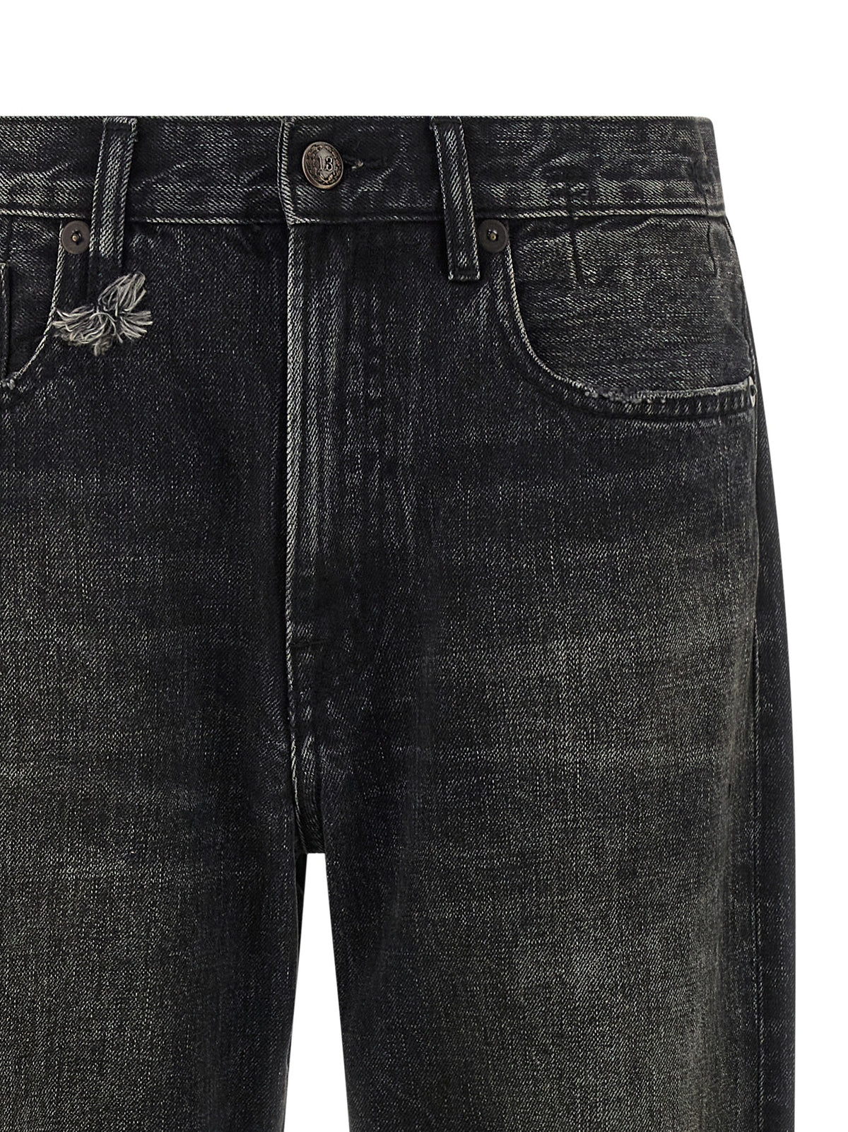 R13 Black Cotton Straight-Leg Jeans for Women
