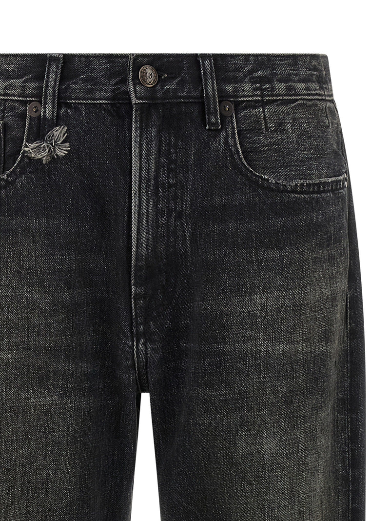 R13 Black Cotton Straight-Leg Jeans for Women